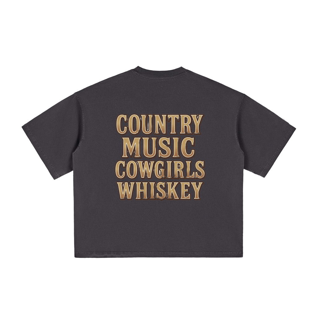 NEON Country Music, Cowgirls & Whiskey - Vintage Boxy Tee - NEON American Clothing