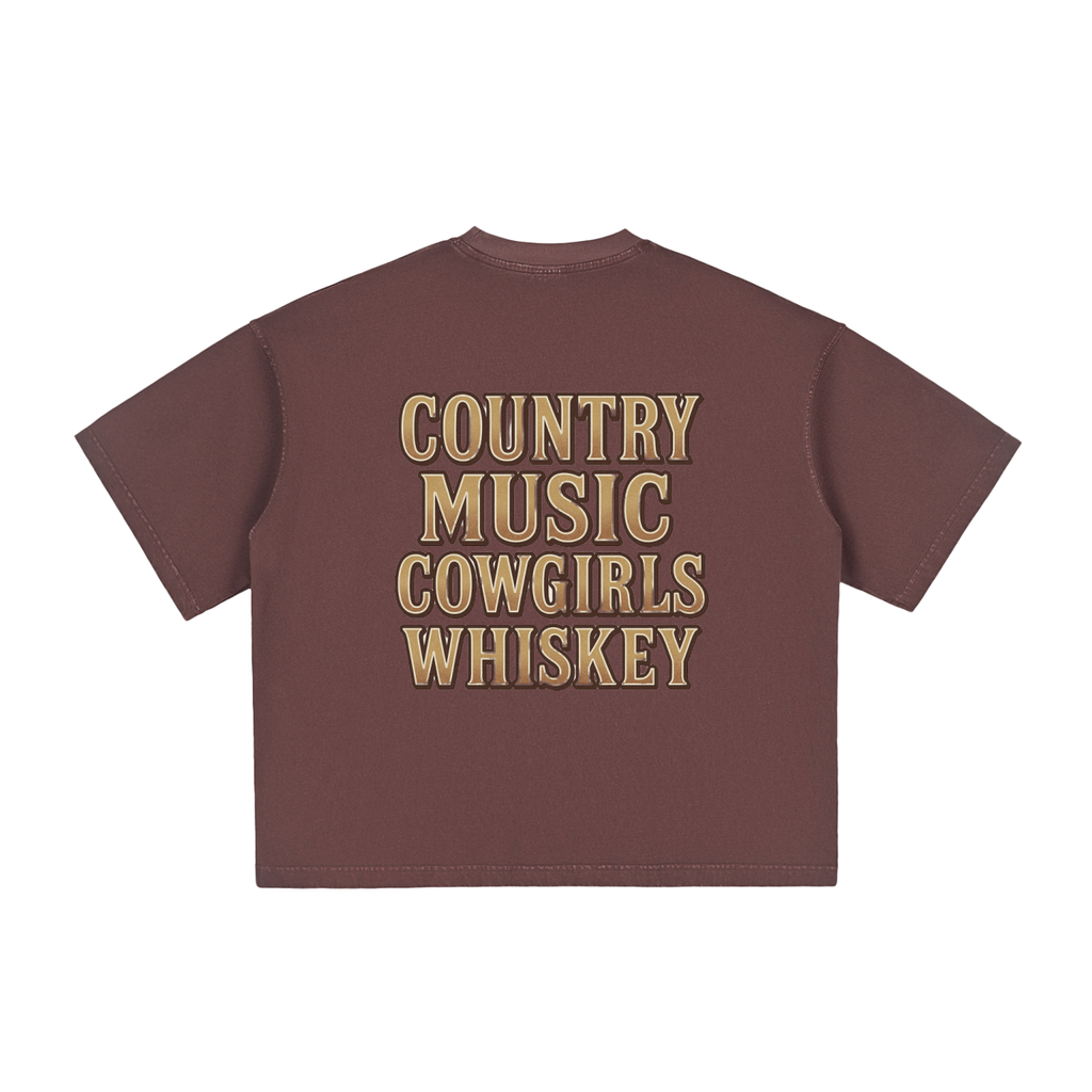 NEON Country Music, Cowgirls & Whiskey - Vintage Boxy Tee - NEON American Clothing