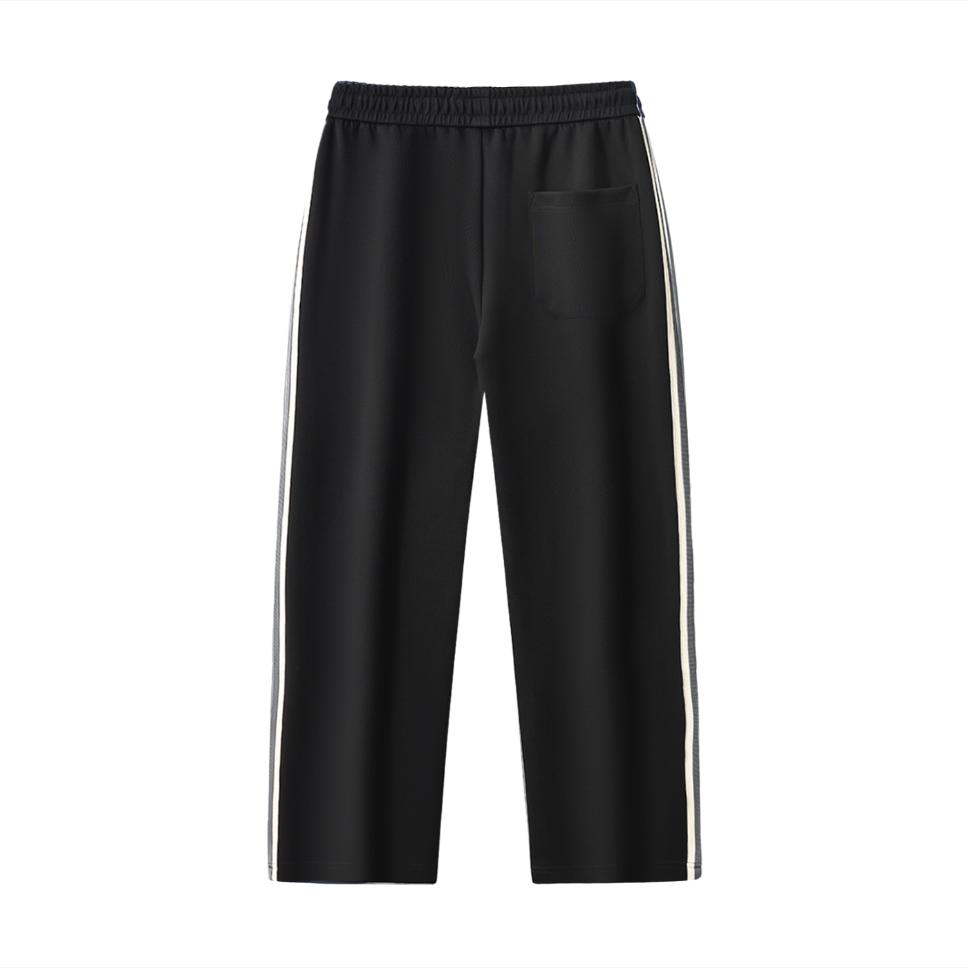Black pants with white stripes on a white background. NEON American Clothing.