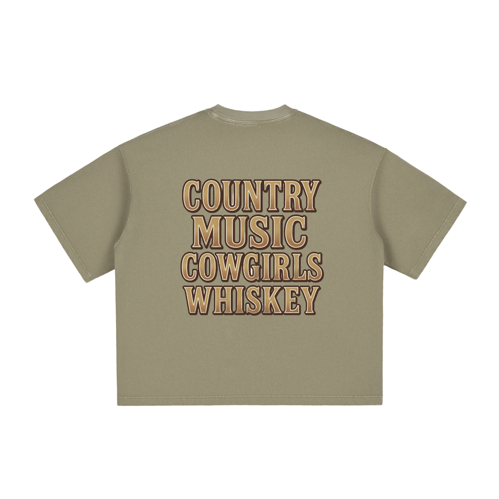 NEON Country Music, Cowgirls & Whiskey - Vintage Boxy Tee - NEON American Clothing